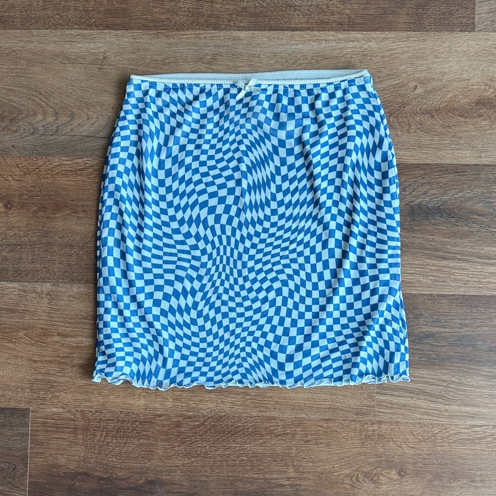 Wild Fable Blue and White Checkered Pencil Skirt